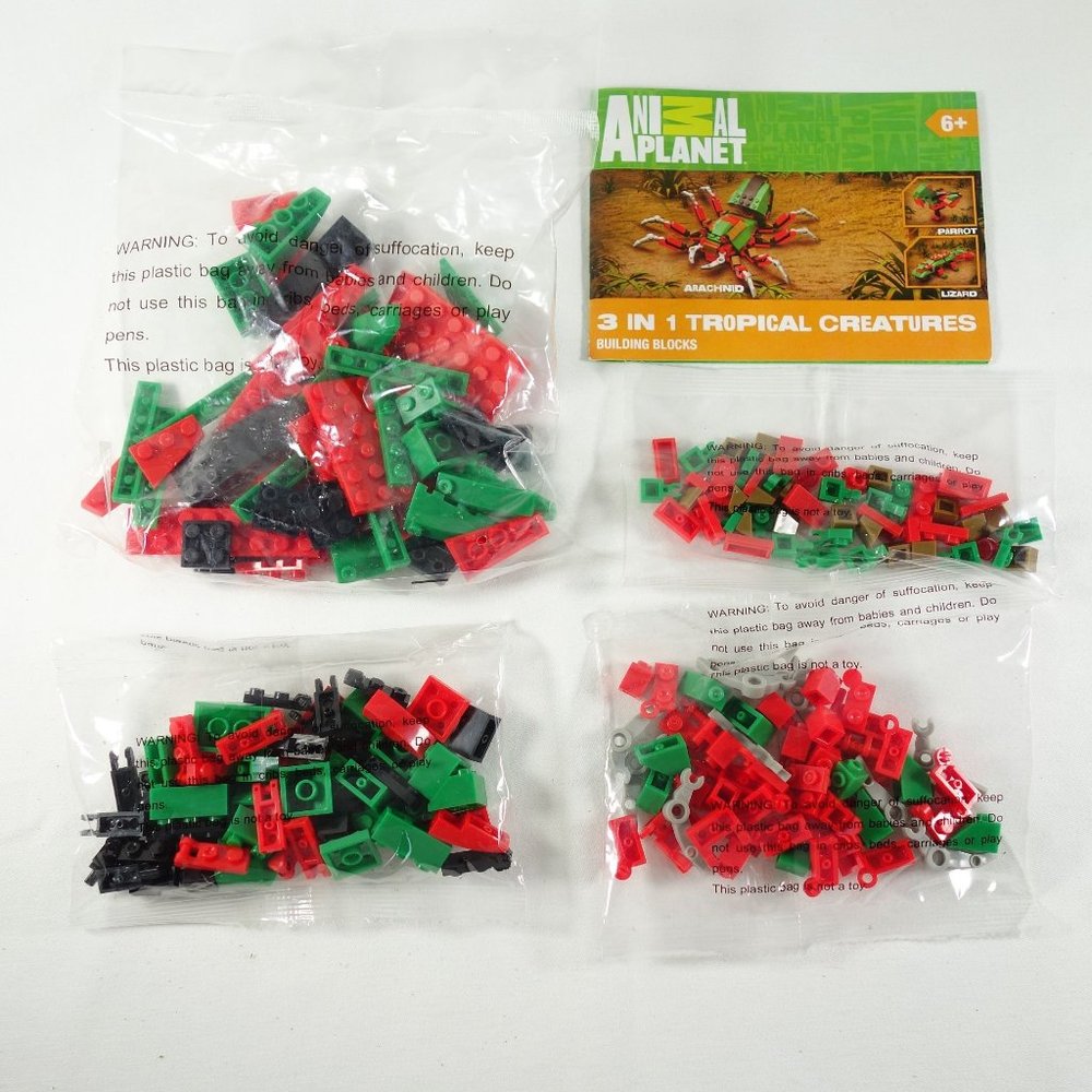 Animal Planet 3 in 1 Tropical Creatures Building Blocks Set 217 Pieces‎ NIP